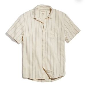 MARINE LAYERSelvage Cotton Shirt in Natural Stripe
